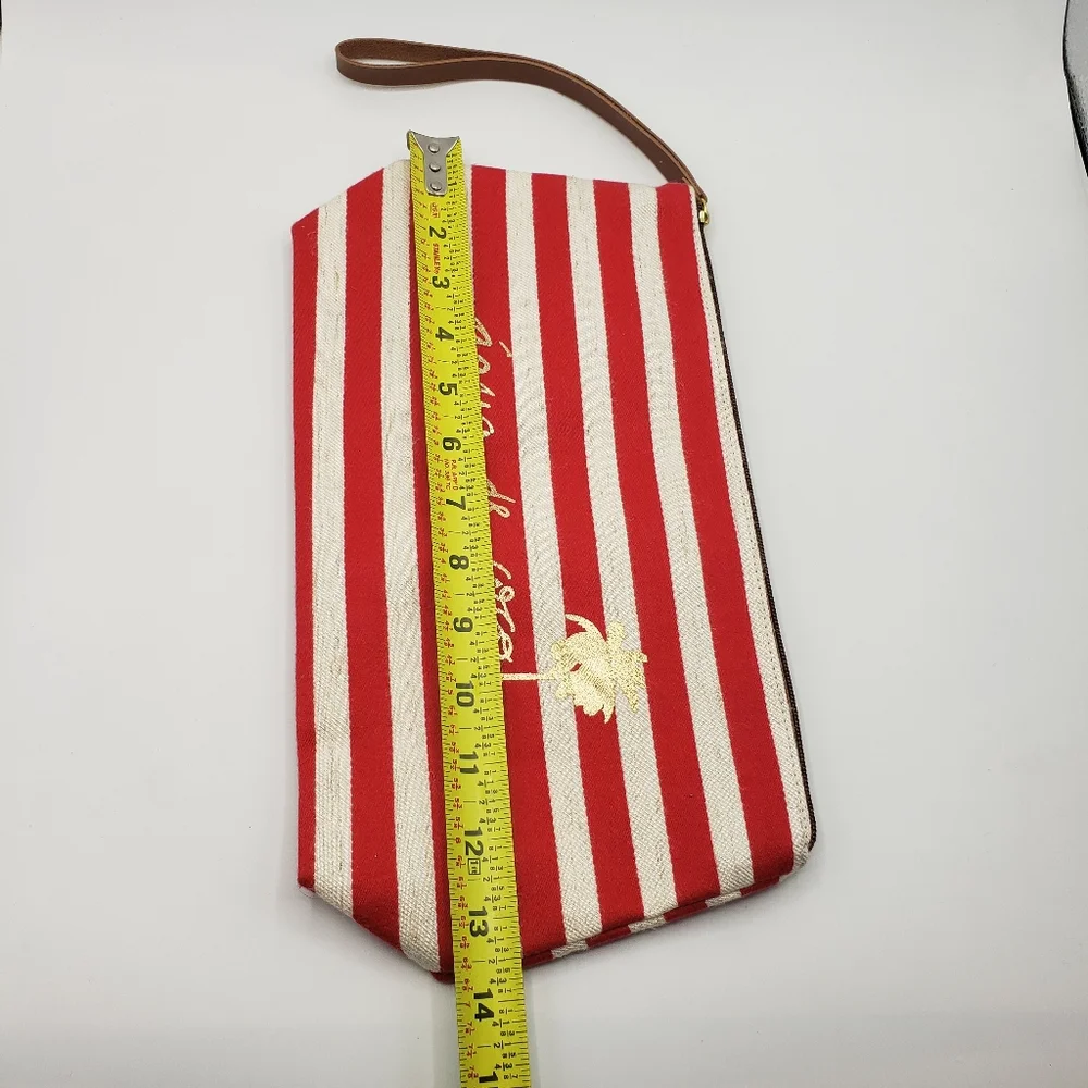 Agua de Coco Liana Thomaz cosmetic bag red ivory stripe
